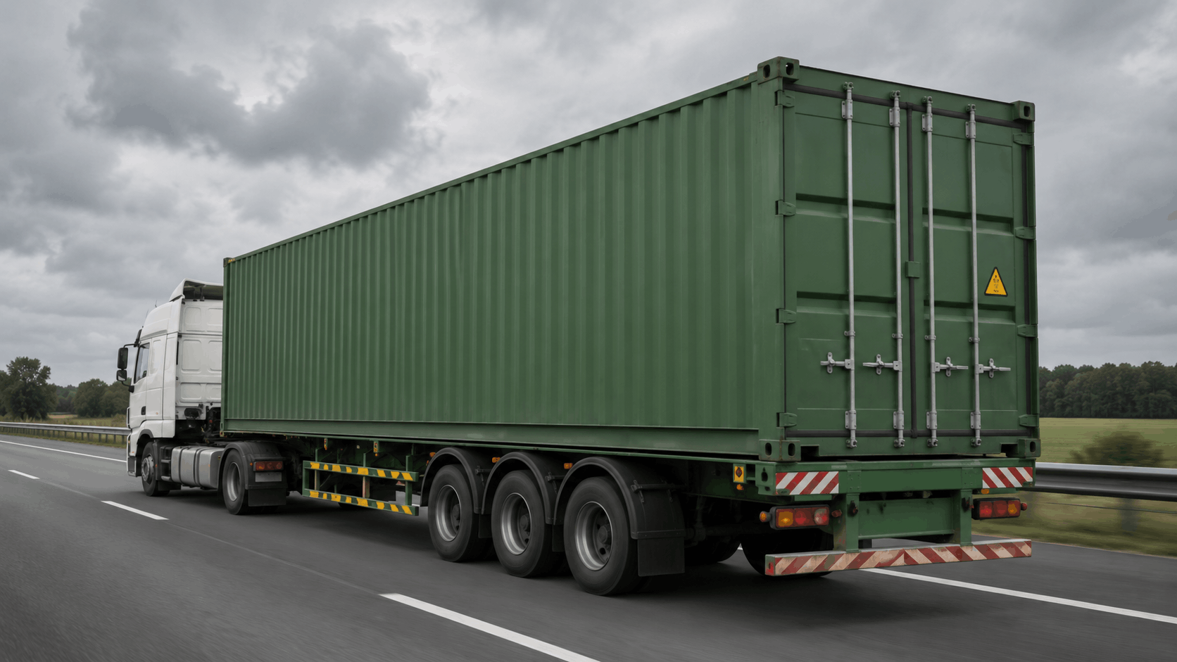 Transport of wind turbine blade section on flatbed truck